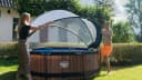 Framepool EXIT inkl. multifunktionaler Poolabdeckung und Sicherheitsleiter Braun Bild 1