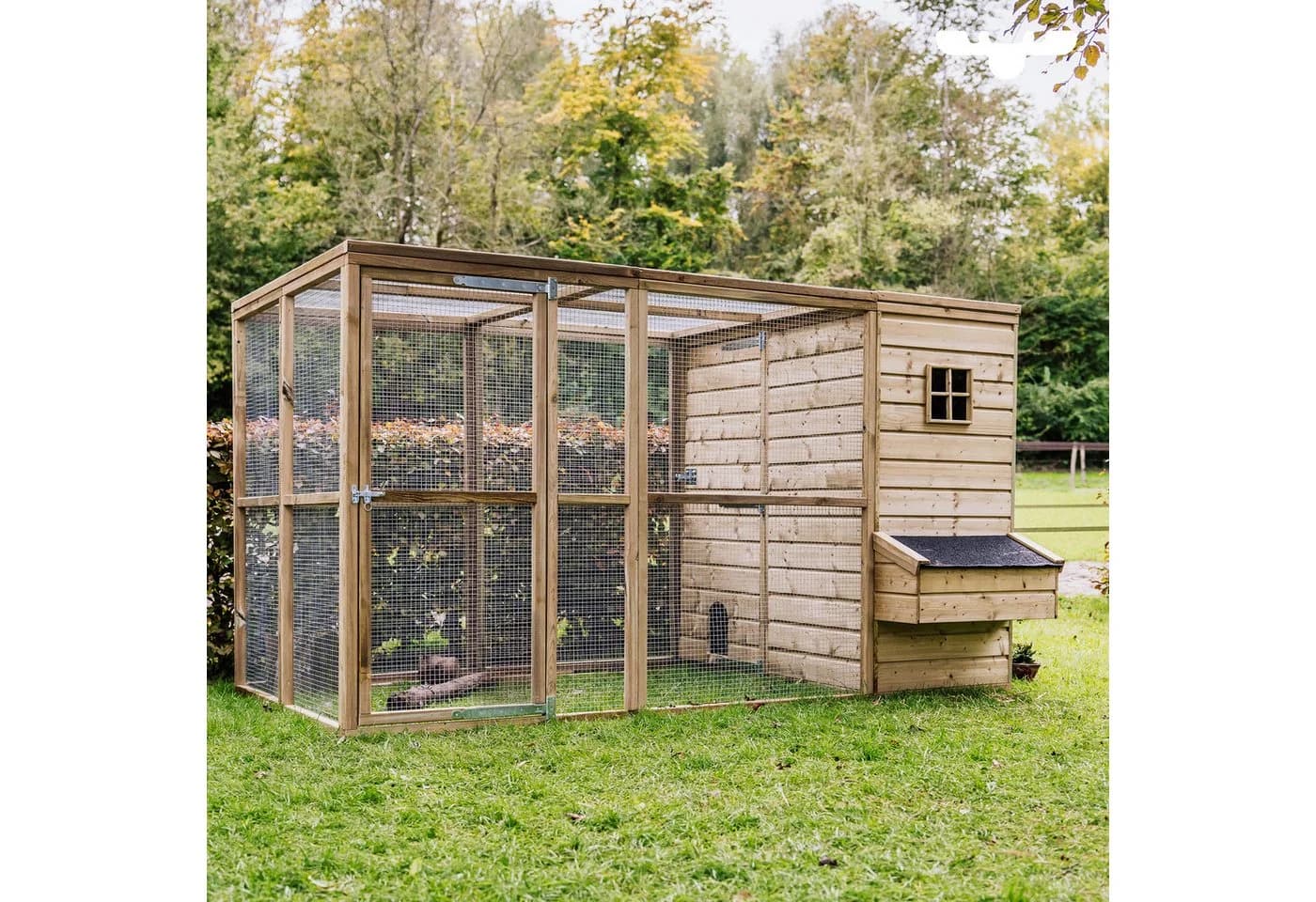 FATMOOSE Hühnerstall HappyHen House Massivholz mit raubtiersicherem Auslauf
