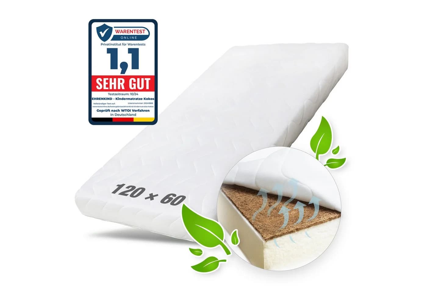 Ehrenkind Babymatratze mit Kokosplatte & Hygienebezug OEKO-TEX - Bild 2