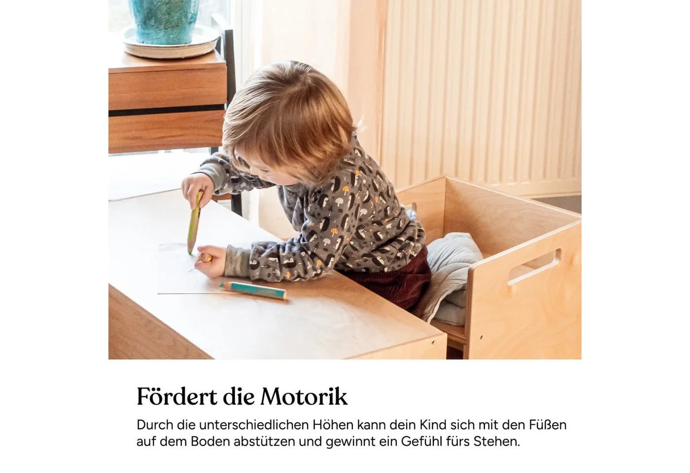 Ehrenkind Kinderhocker Montessori Wendehocker & Wendebank Birkenschichtholz - Bild 4