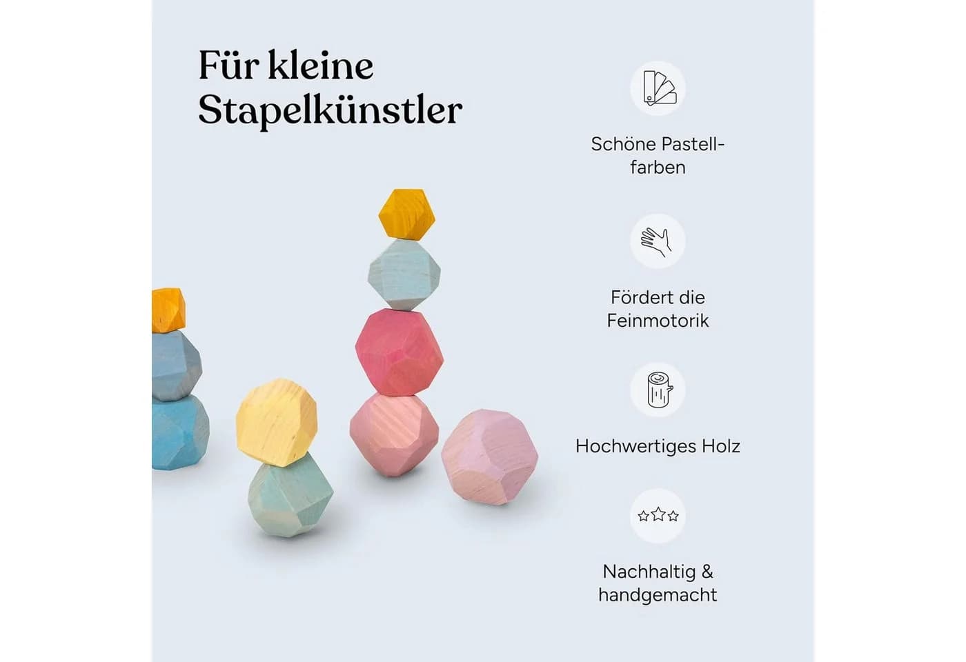 Ehrenkind Balanciersteine, nachhaltig und natürliches Massivholz, (FSC® zertifiziert), Montessori Spielzeug - Bild 3
