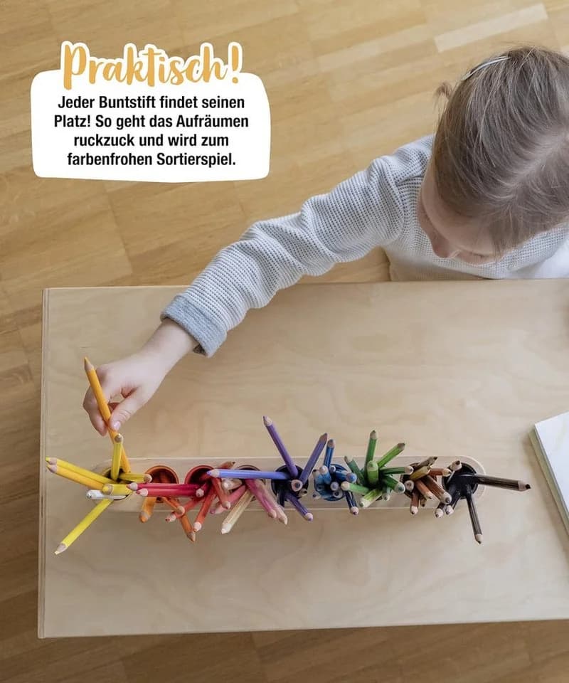 Ehrenkind Buntstifthalter Bunt Massivholz Montessori - Bild 3