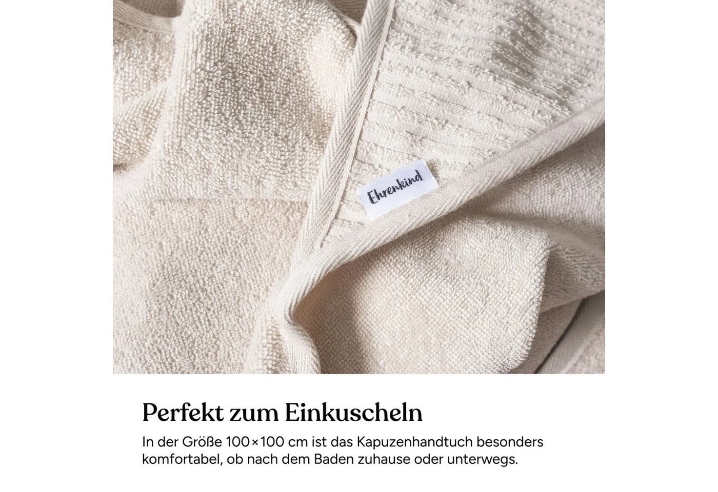Ehrenkind Kapuzenhandtuch Baby 100% Bio-Baumwolle Beige - Bild 4