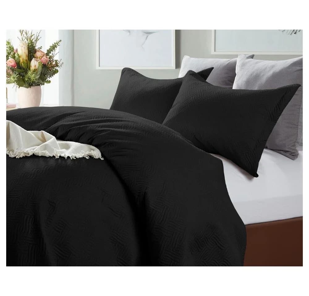 Sitheim-Europe Tagesdecke Sleeptime Wave Schwarz Mikrofaser