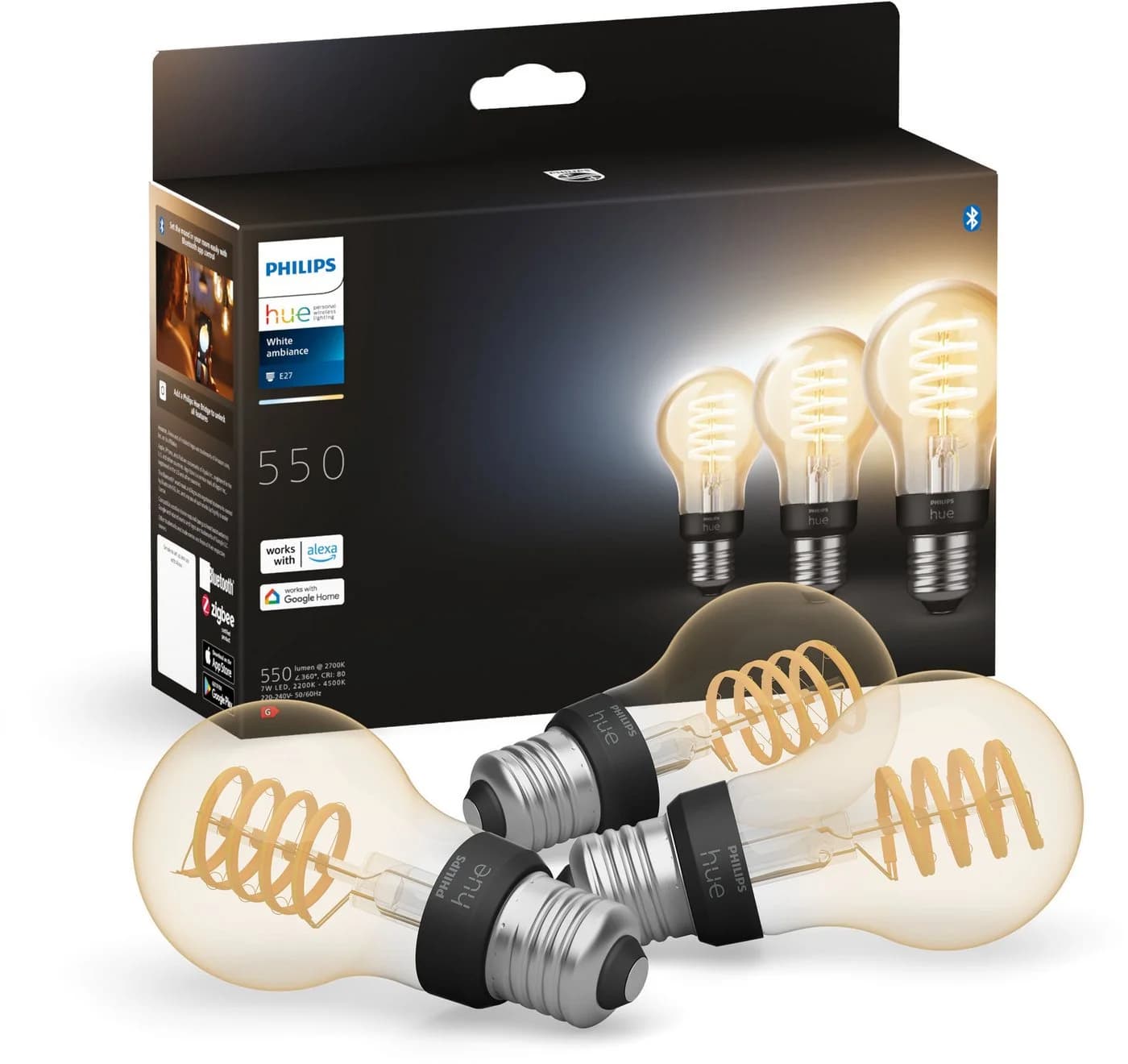 Philips Hue LED-Filament White Ambiance Dreierpack 550lm E27 Farbwechsler - Bild 2