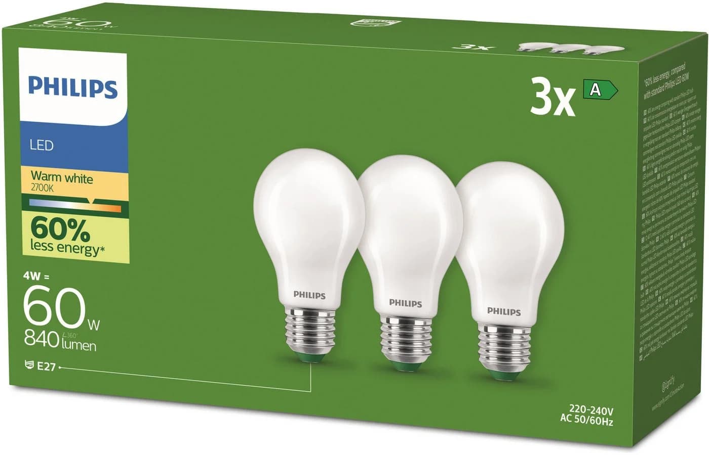 Philips LED-Leuchtmittel UltraEfficient 3er Set E27 Warmweiß Glas - Bild 3