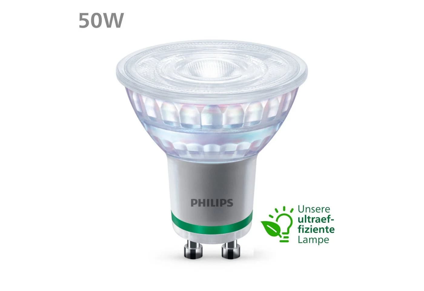 Philips LED-Leuchtmittel UltraEfficient 50W, GU10, 3er Set, Warmweiß, 375 Lumen, EyeComfort