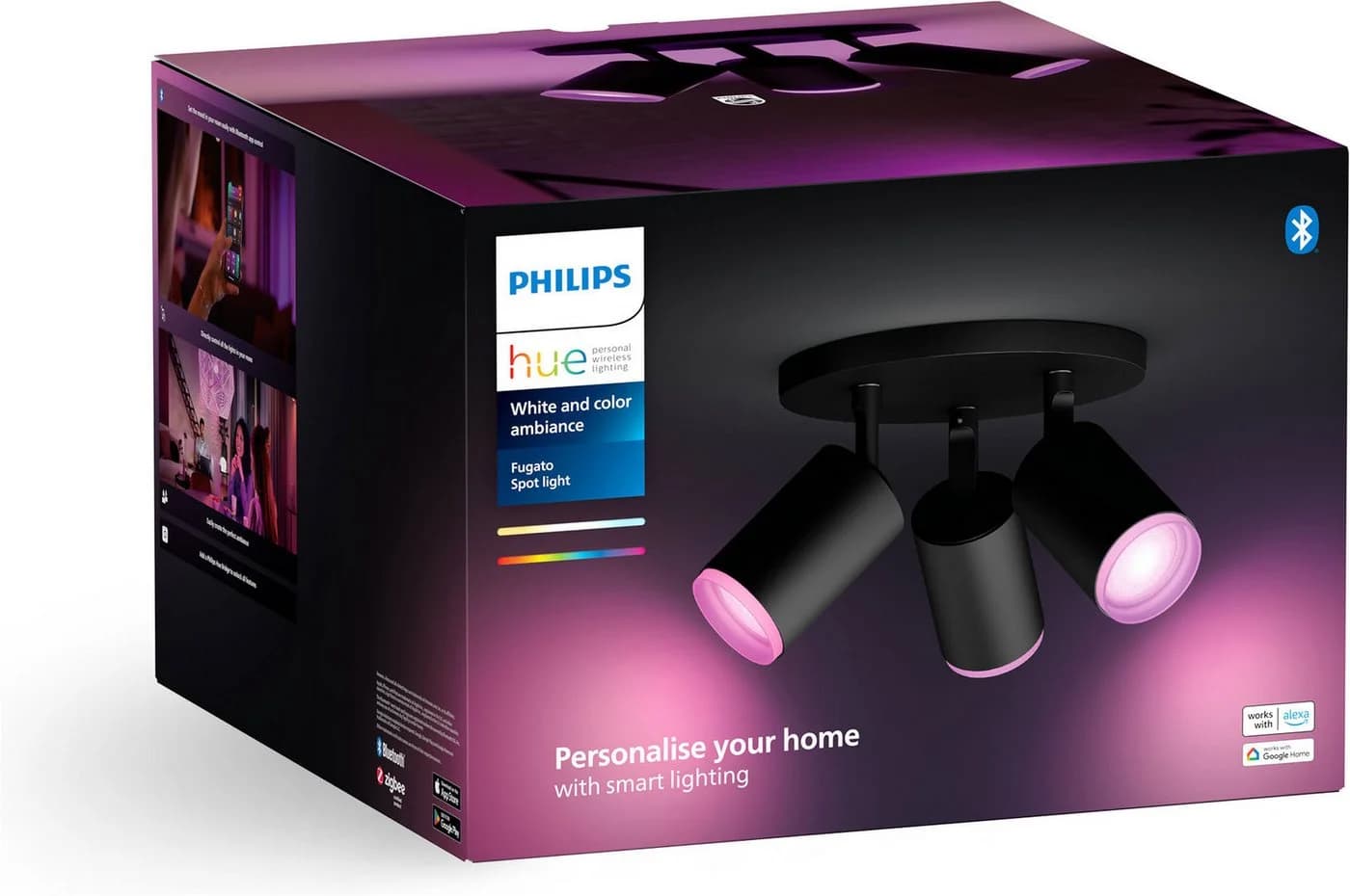 Philips Hue Fugato 3er Deckenspot LED Schwarz White & Color Ambiance - Bild 4