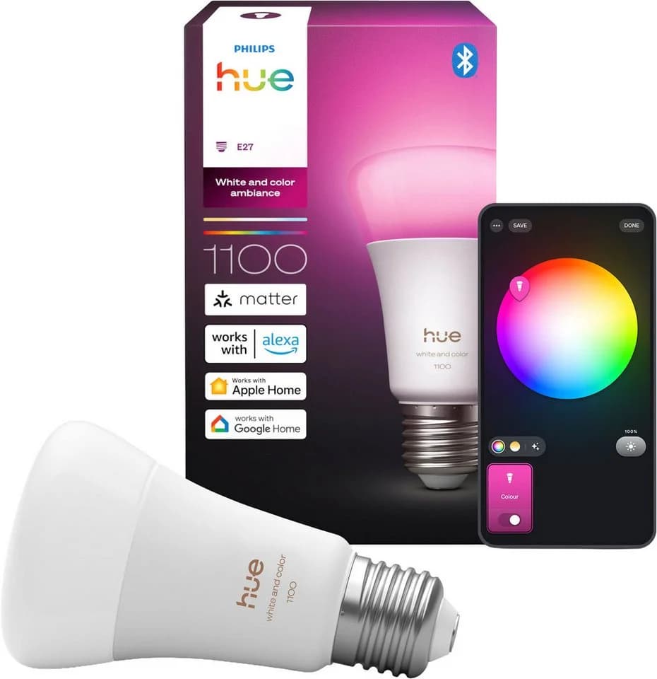 Philips Hue LED-Leuchtmittel White & Color Ambiance 1100lm smarte Lampe, E27, 1 St., Farbwechsler, Vollspektrumlicht 1000K-20000K - Bild 2