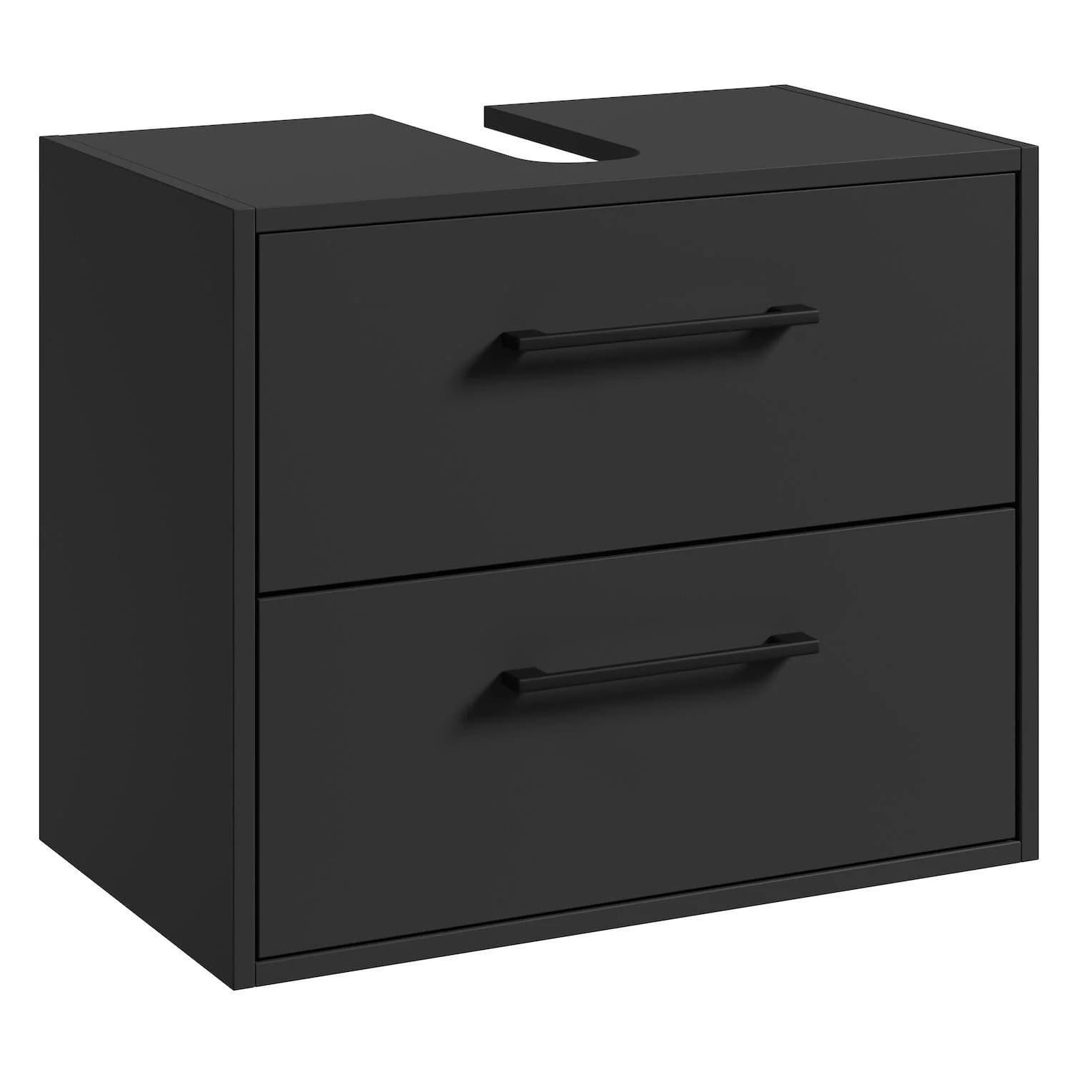 Badplaats Waschtischunterschrank Florence 2 Schubladen Schwarz Matt