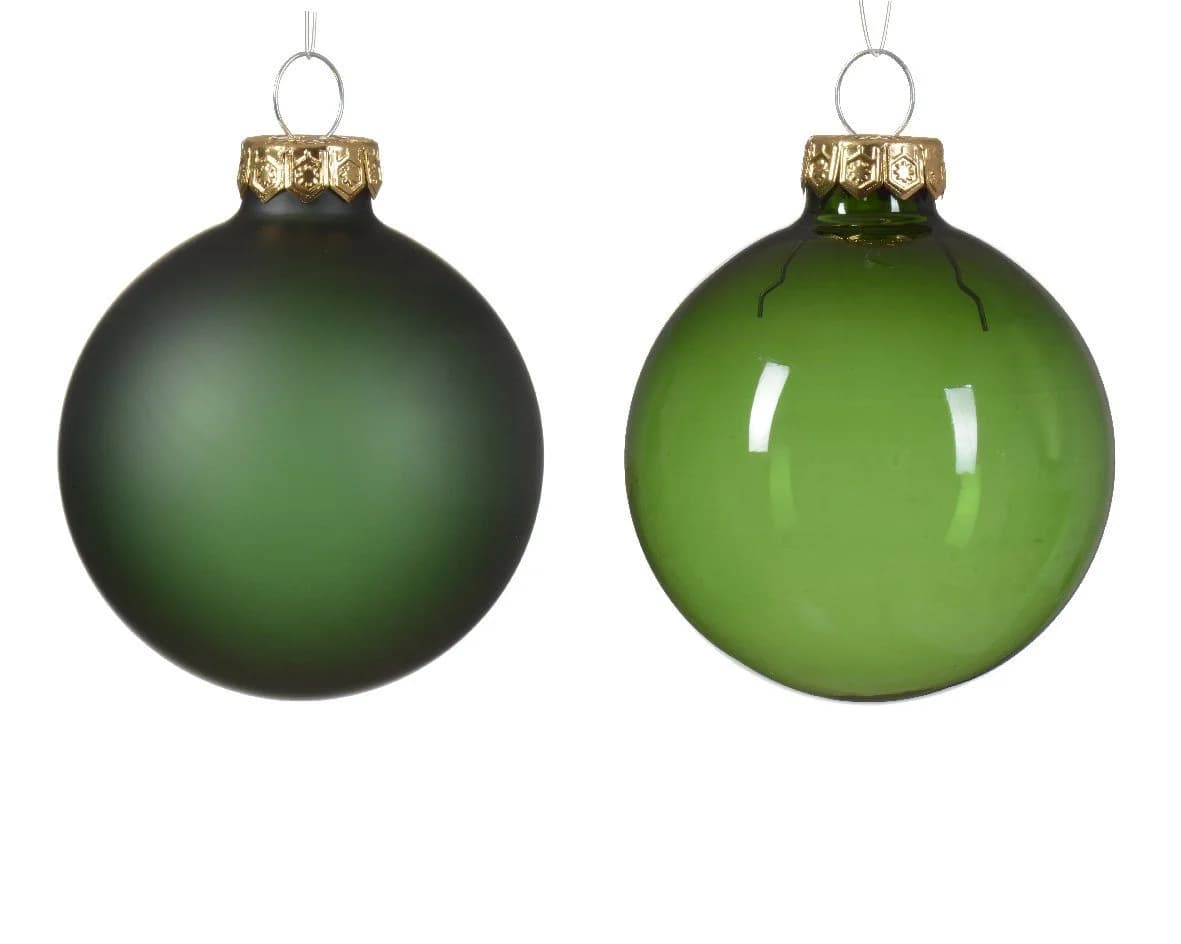 Kaemingk Weihnachtsbaumkugel Glas 6cm 6er Set Tannengrün Transparent