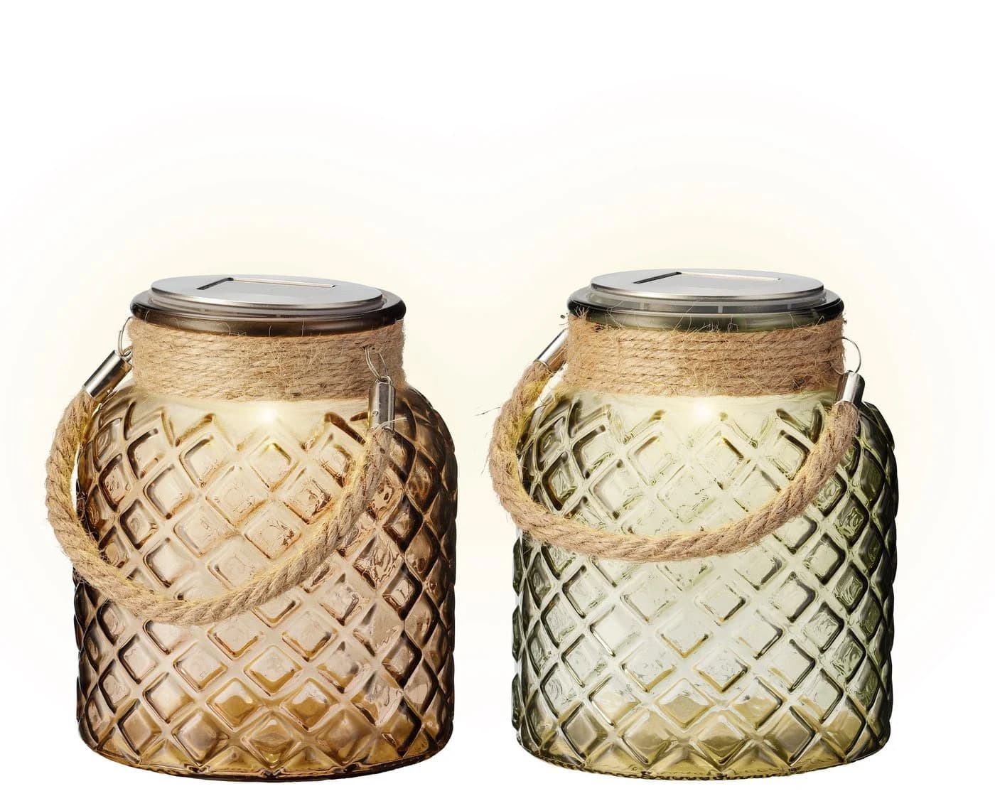 Lumineo LED Solarlaterne Warmweiß Glas Metall Jute - Bild 2