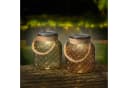 Lumineo LED Solarlaterne Warmweiß Glas Metall Jute Bild 5