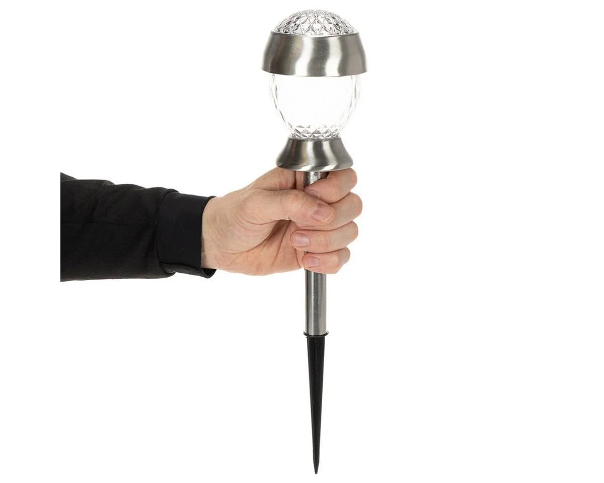 Kaemingk Solar Kugelleuchte Gartenlicht LED mit Erdspieß Silber - Bild 3