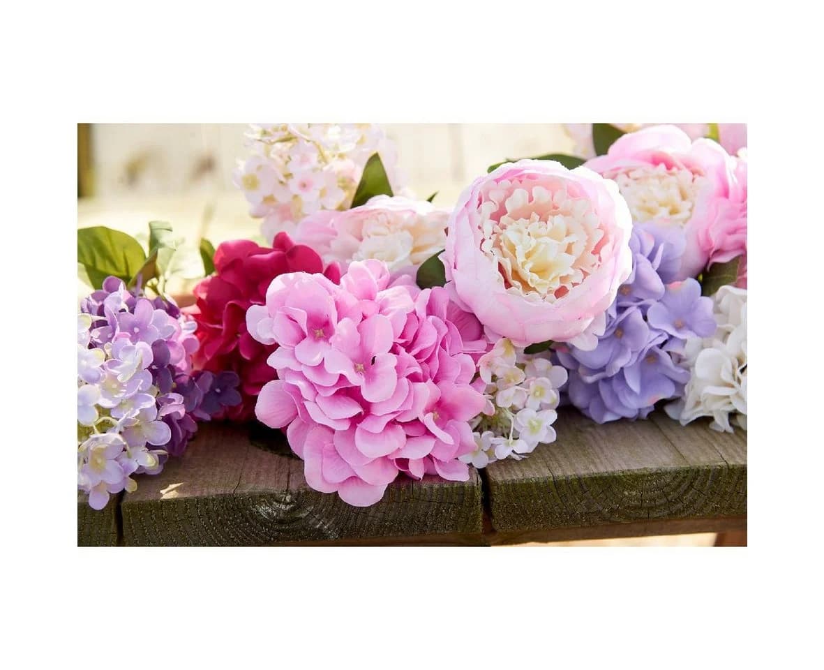 Decoris Kunstblume Hortensie Cremeweiß 66cm