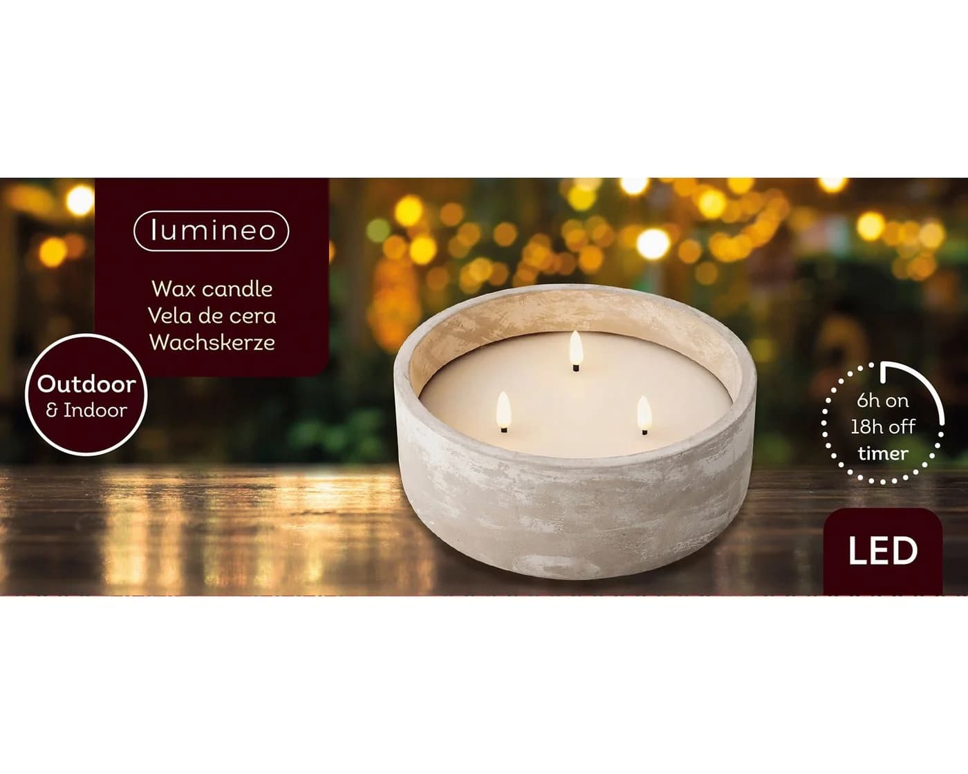 Lumineo LED-Kerze Dreiflammig Grau - Bild 3
