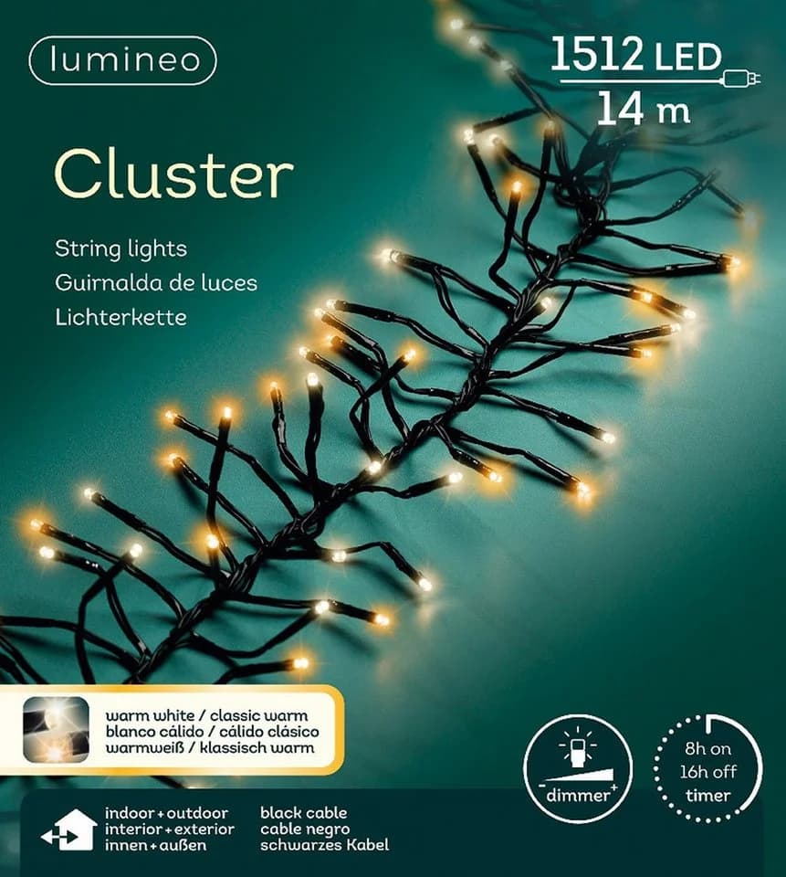 Lumineo LED-Lichterkette 1.512 LEDs 14 m Warm Weiß Klassisch Warm Dimmbar 8h Timer Indoor/Outdoor - Bild 2