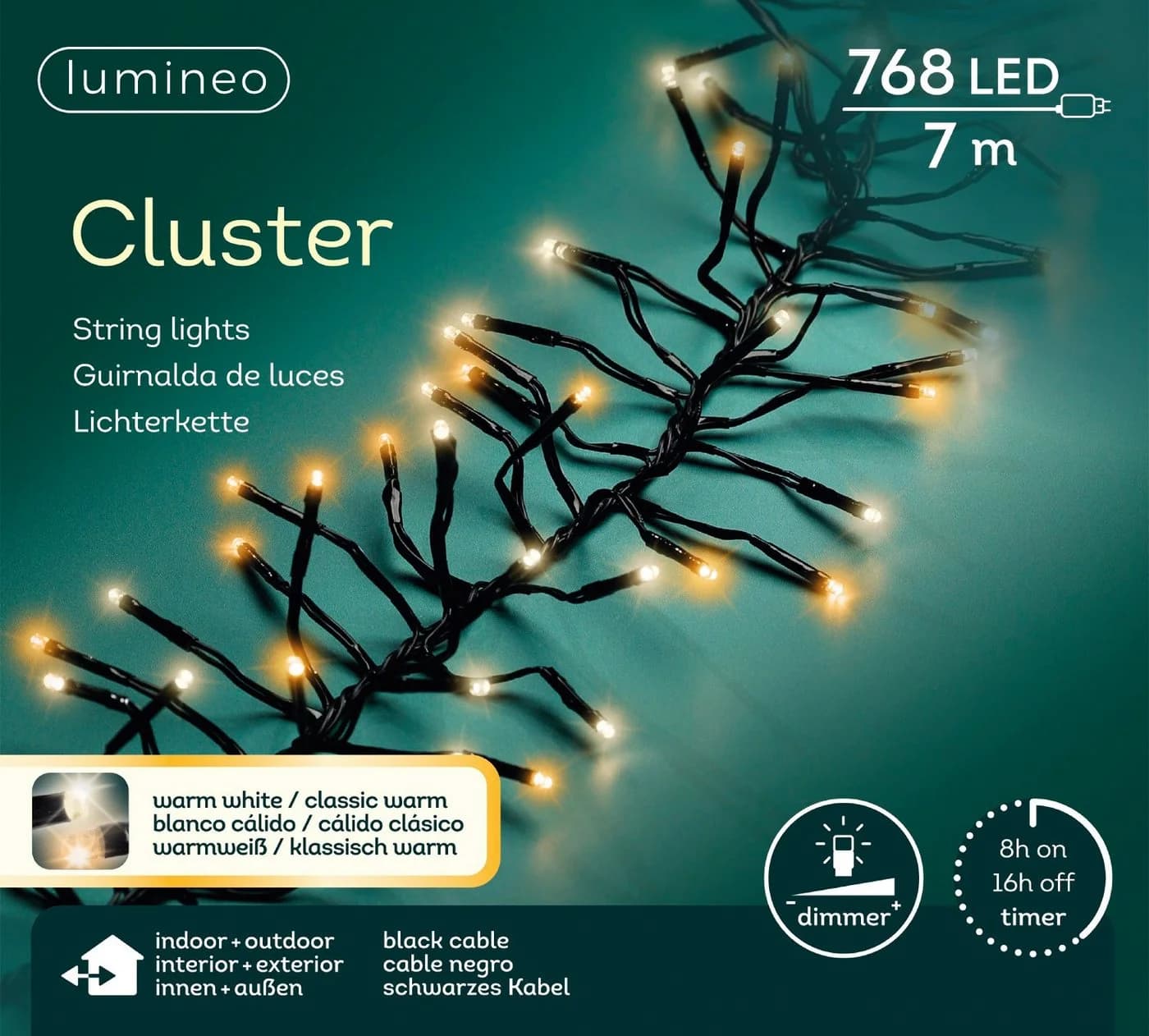 Lumineo LED-Lichterkette CLUSTER 768 LED 7 m Dimmbar Timer Schwarz - Bild 2