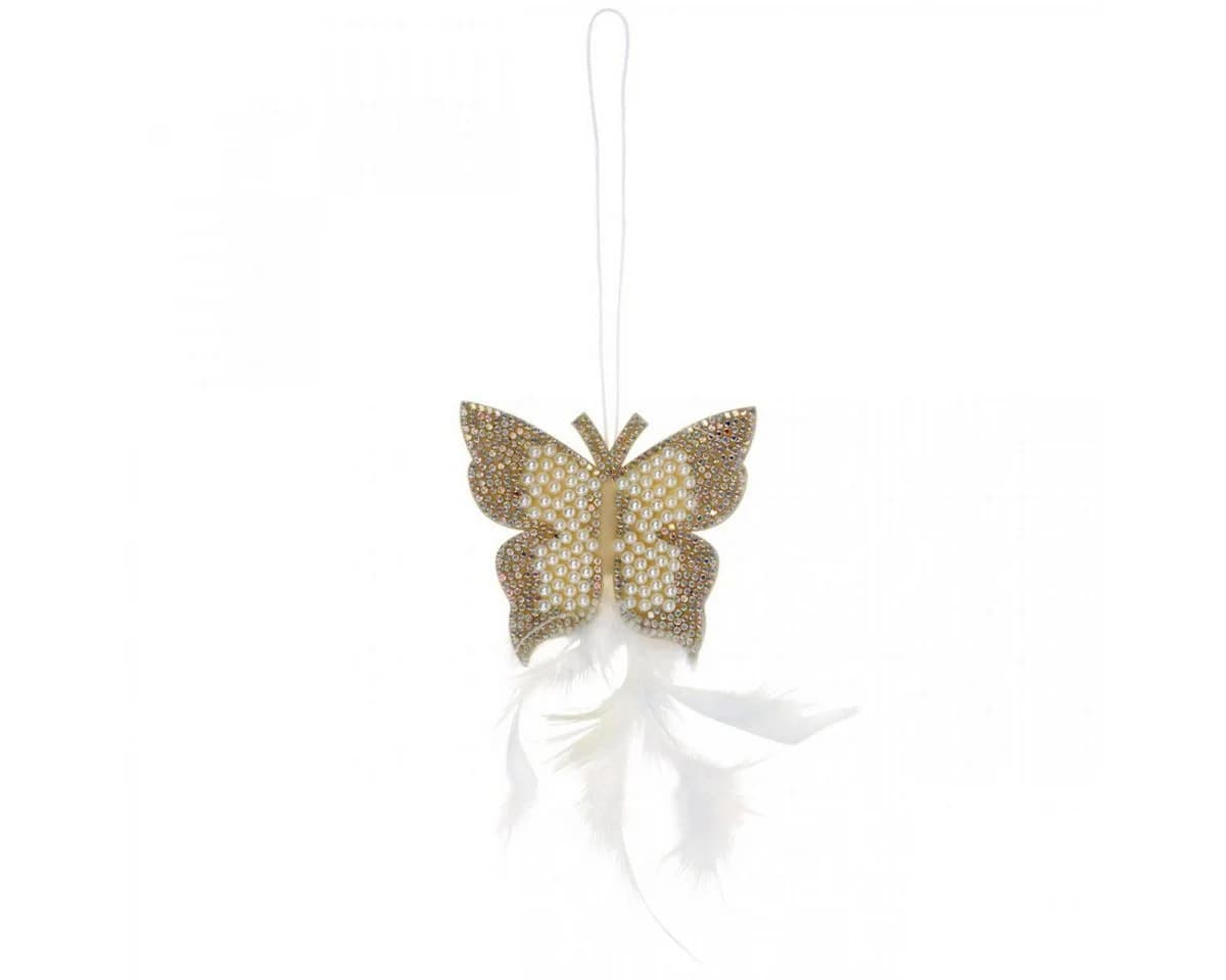 Kaemingk Filzschmetterling Anhänger Dekoaccessoire mit Perlen & Pailletten - Bild 2