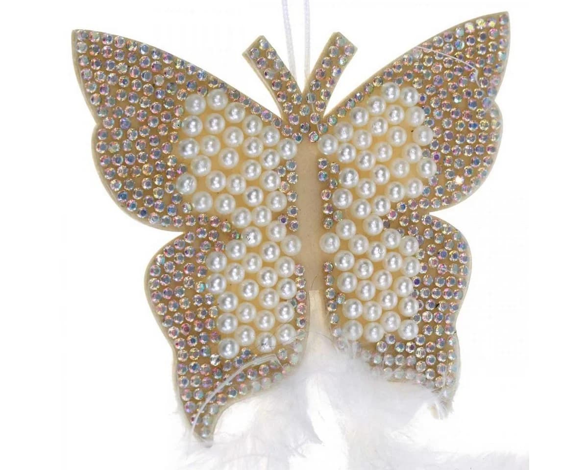 Kaemingk Filzschmetterling Anhänger Dekoaccessoire mit Perlen & Pailletten - Bild 4