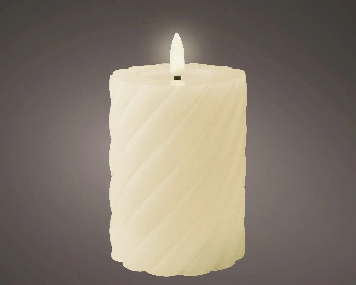 Kaemingk LED Kerze Wachs Creme Ø 7,5 x 12,3 cm mit Timer