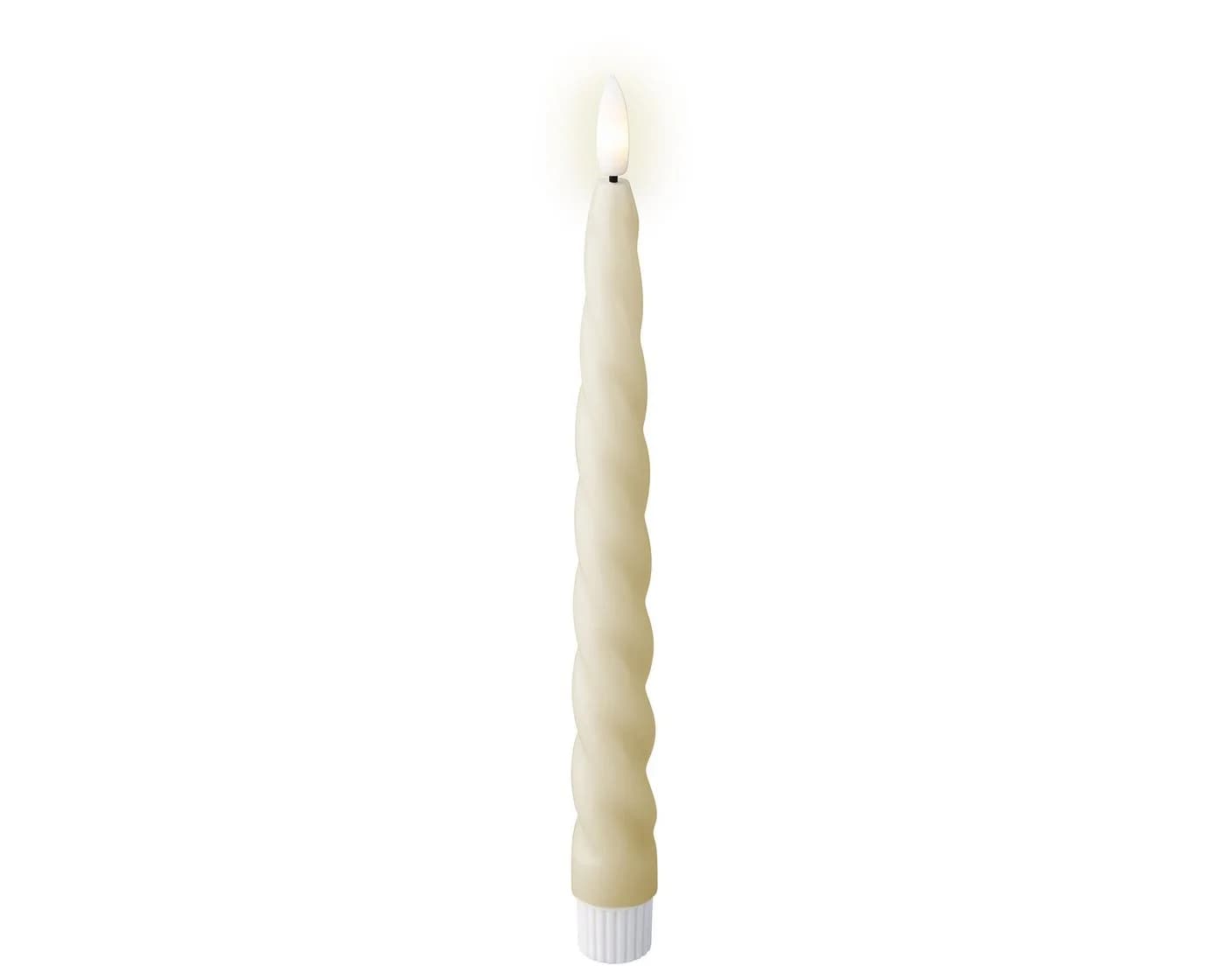 Lumineo LED-Kerze mit Timer, 24,5cm, Wachs, Cremeweiß