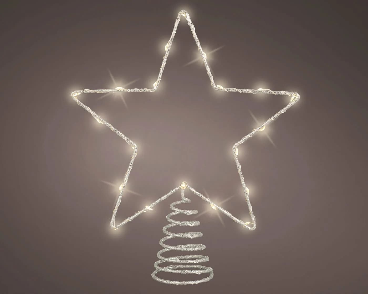 Lumineo LED Christbaumspitze Stern 27cm Metall Silber Warmweiß