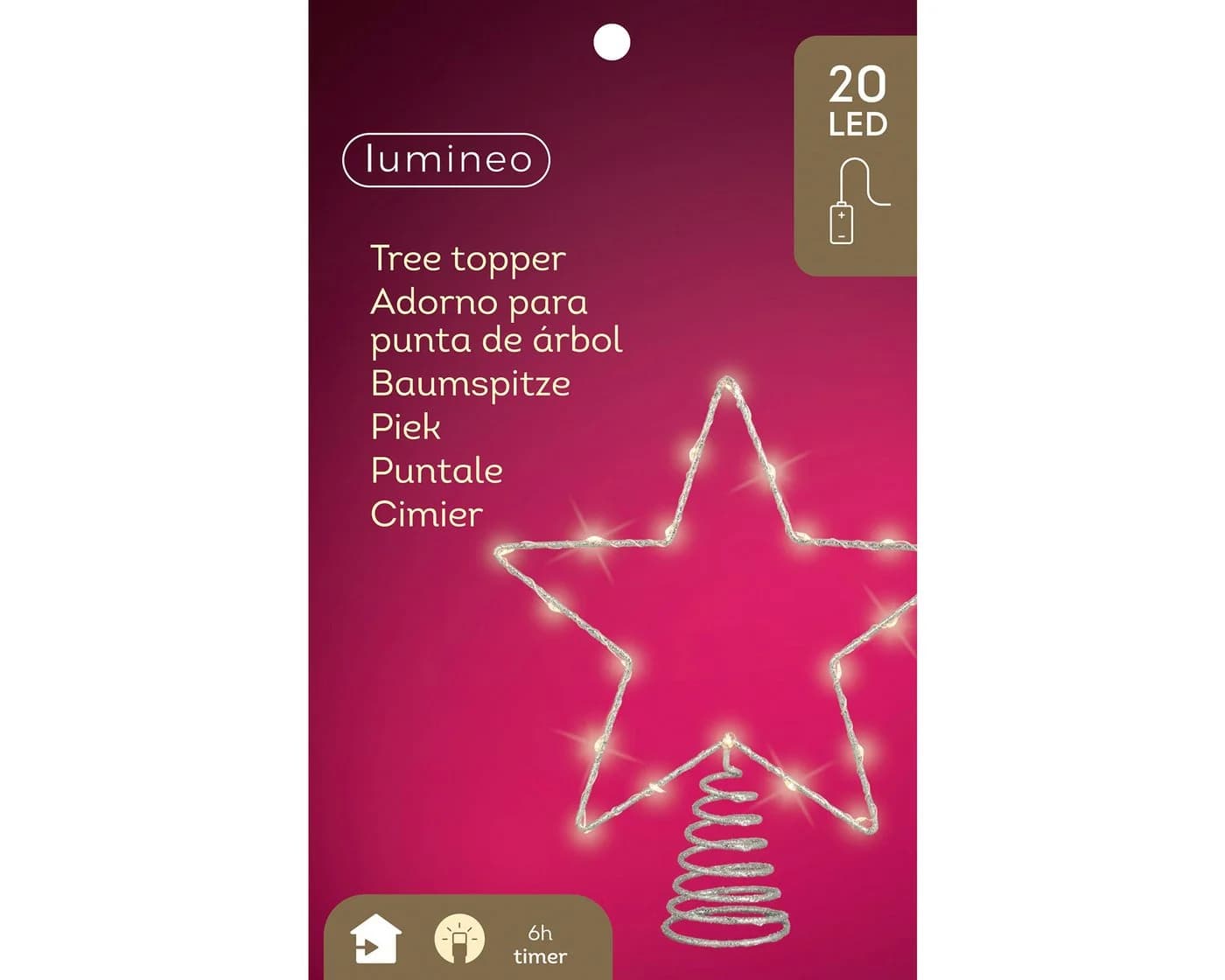 Lumineo LED Christbaumspitze Stern 27cm Metall Silber Warmweiß - Bild 3