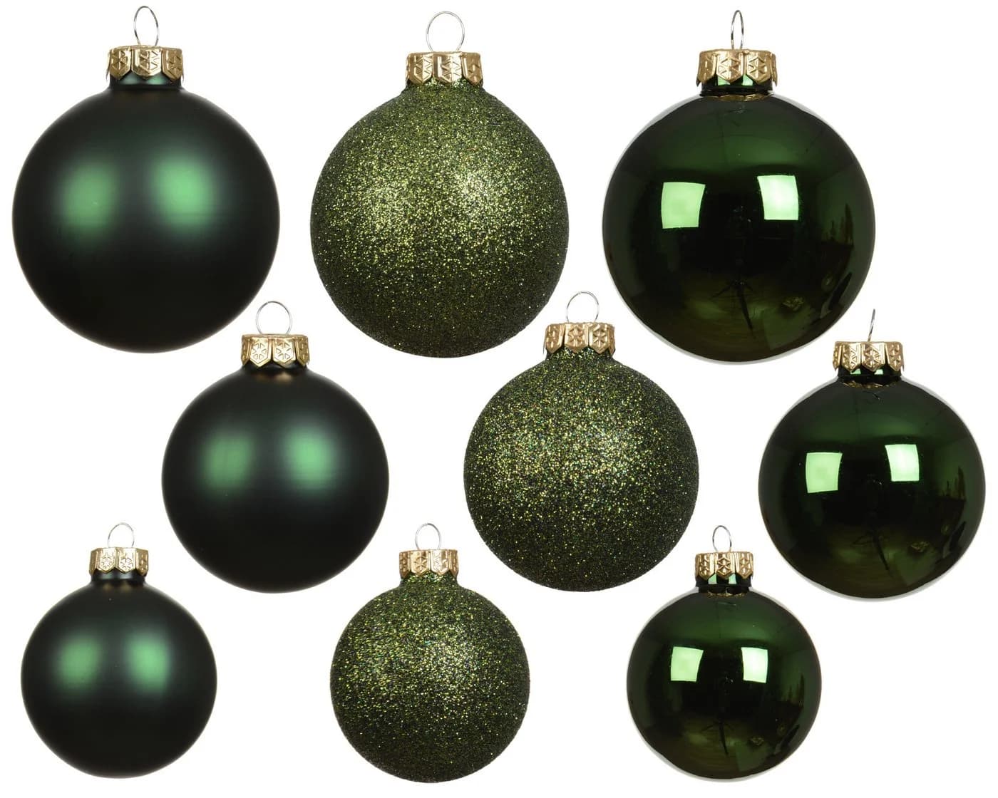 Kaemingk Weihnachtsbaumkugeln Glas 5-7cm 21er Set Piniengrün