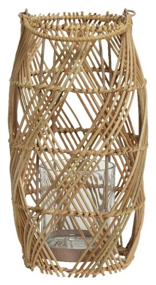 Windlicht EFFJOTT Braun Rattan mit Glaseinsatz
