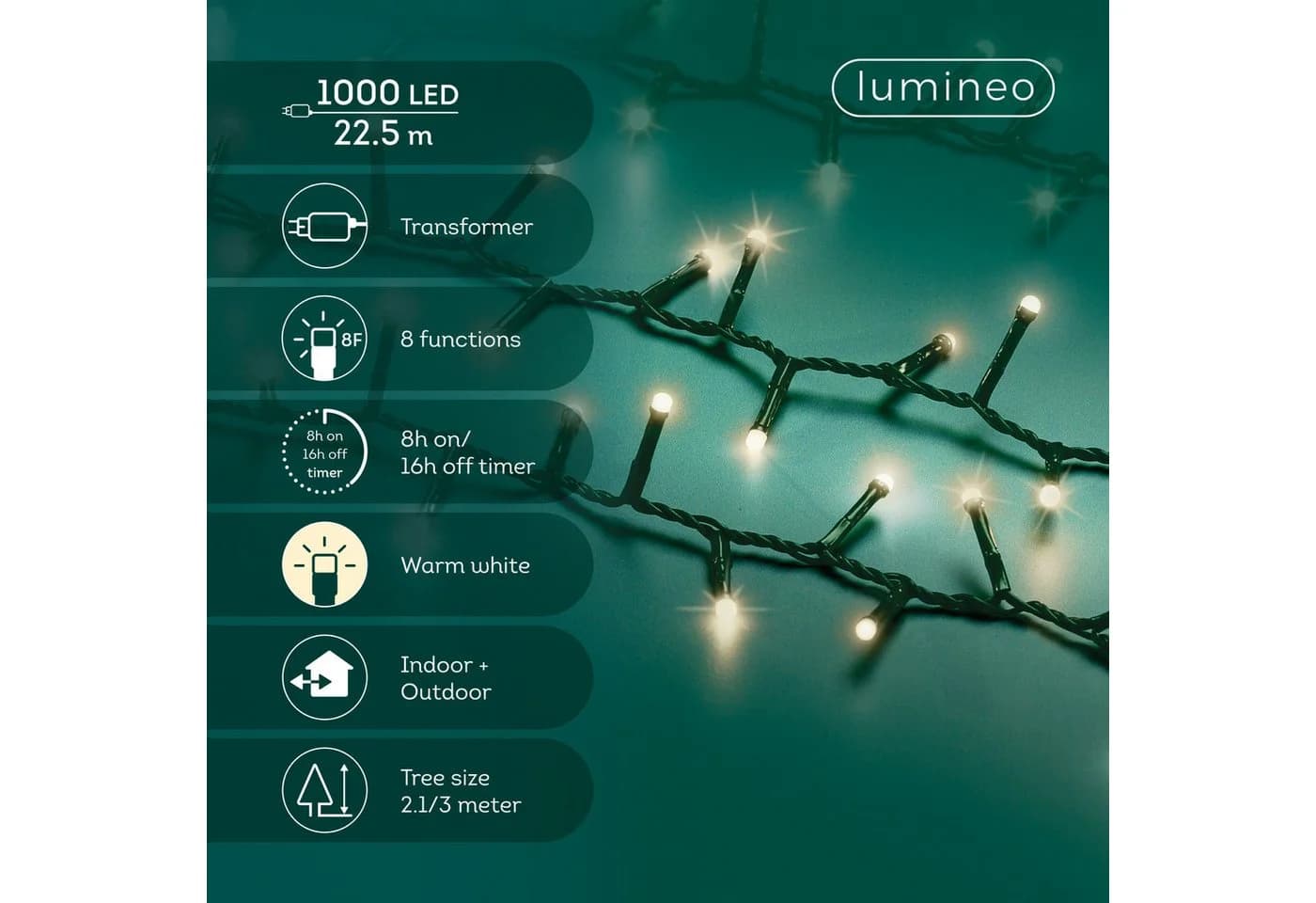 Lumineo LED-Lichterkette Soft Glow COMPACT TWINKLE 1000 LED 27,5m Warmweiß