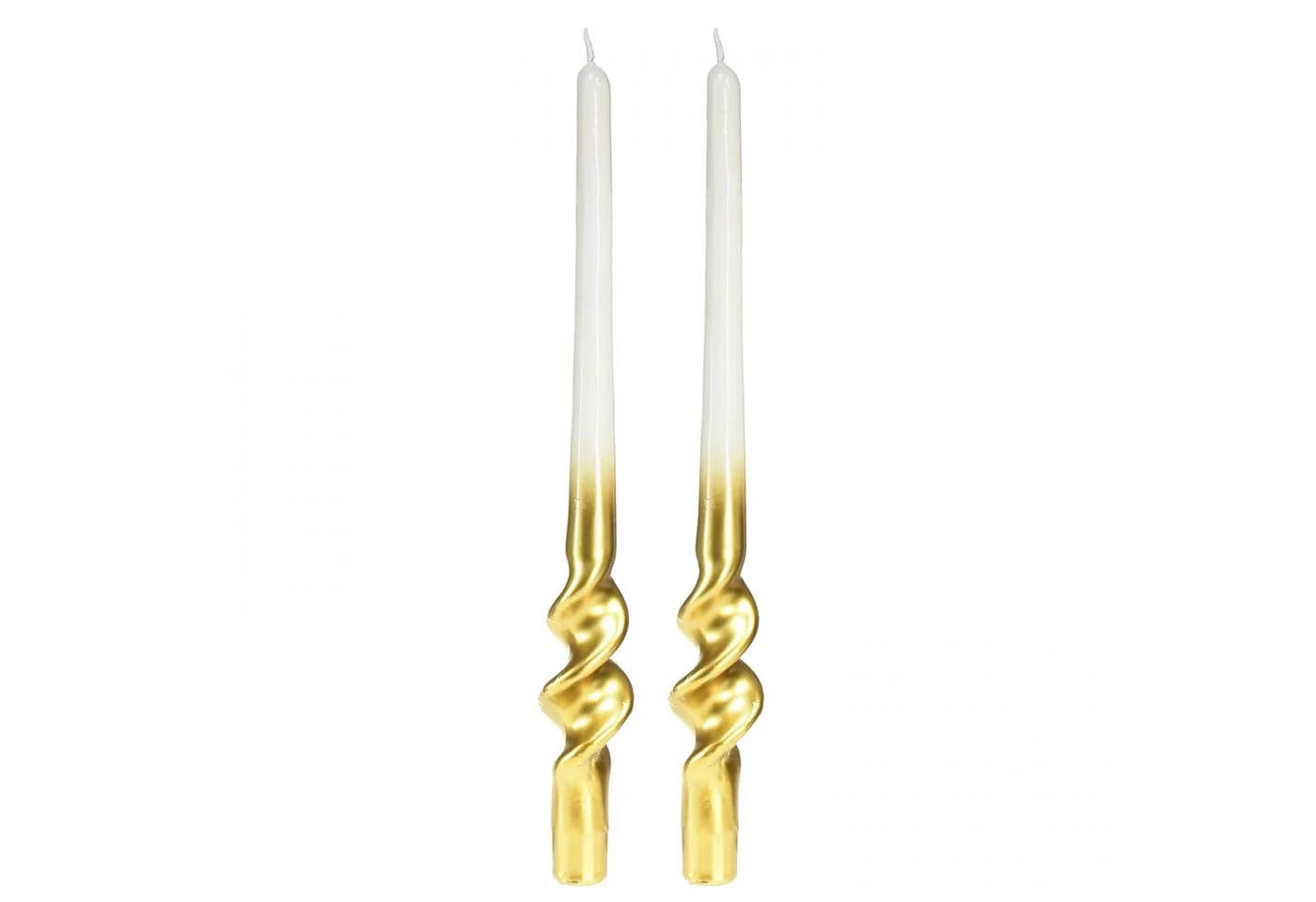Kaemingk Spiralkerzen Weiß Gold Tafelkerzen 2 St - Bild 2