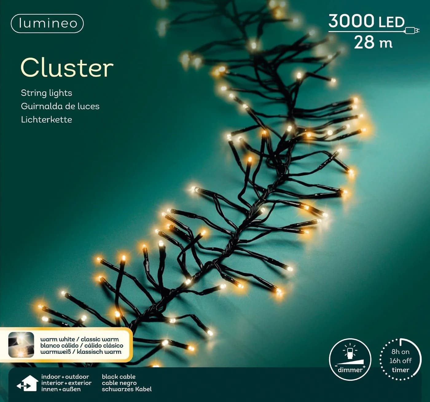 Lumineo LED-Lichterkette Cluster 3.000 LED 28 m Warm Weiß Klassisch Warm - Bild 2