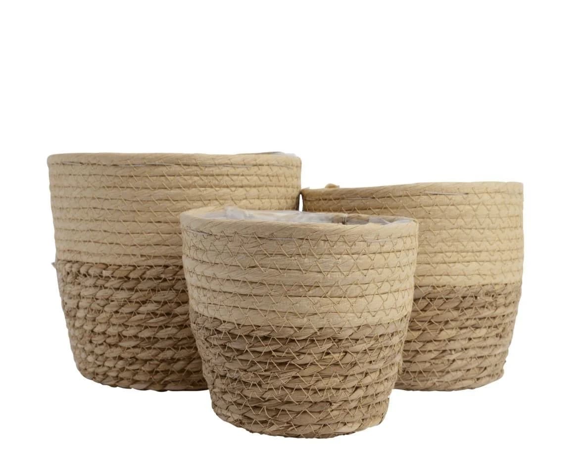 Kaemingk Blumentopf Set 3-tlg. Seegras Braun/Beige - Bild 2