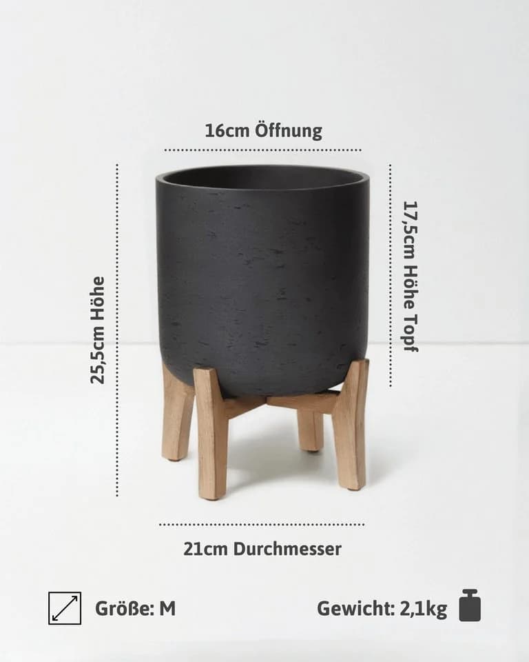 finestgreen Pflanzkübel Charlie Feet Low Schwarz Beton-Optik - Bild 5