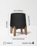 finestgreen Pflanzkübel Patt Feet Low Fiberclay mit Holzfüßen Beton-Optik Grau Bild 5