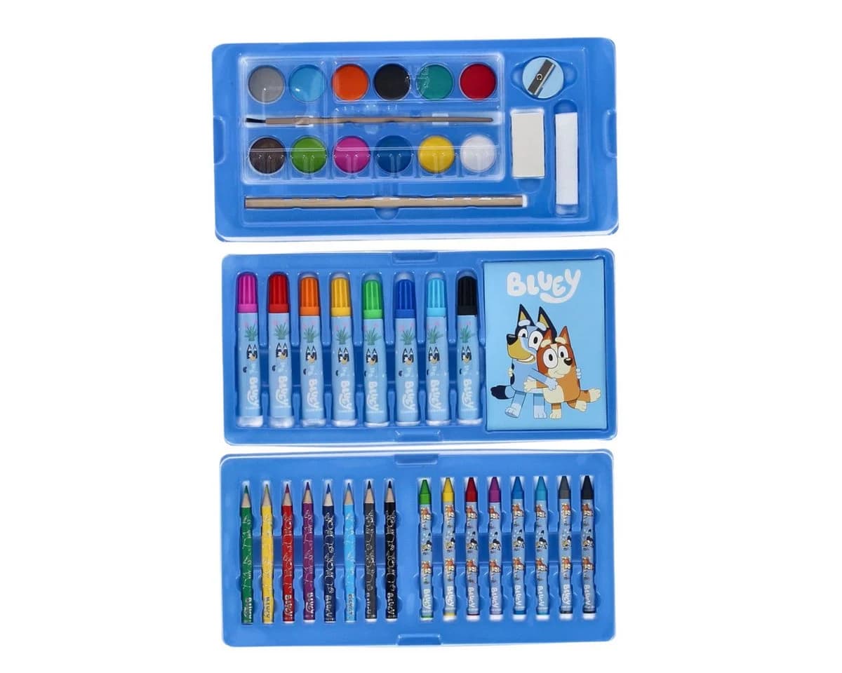 Bluey Farbkasten Malkoffer mit Wasserfarben & Stiften für Kinder