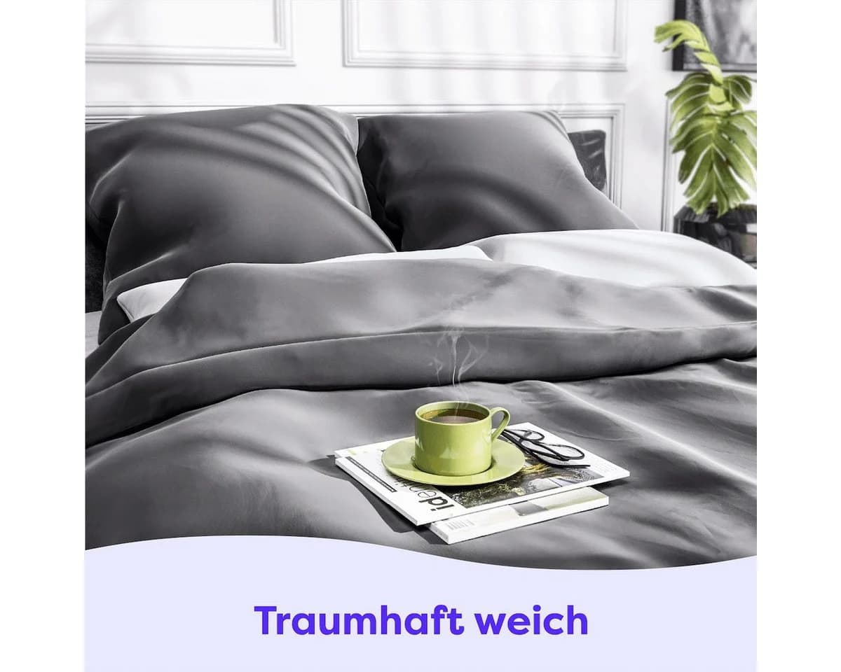 Wolkenfeld Kissenbezug Mako-Satin Anthrazit 80x80 cm