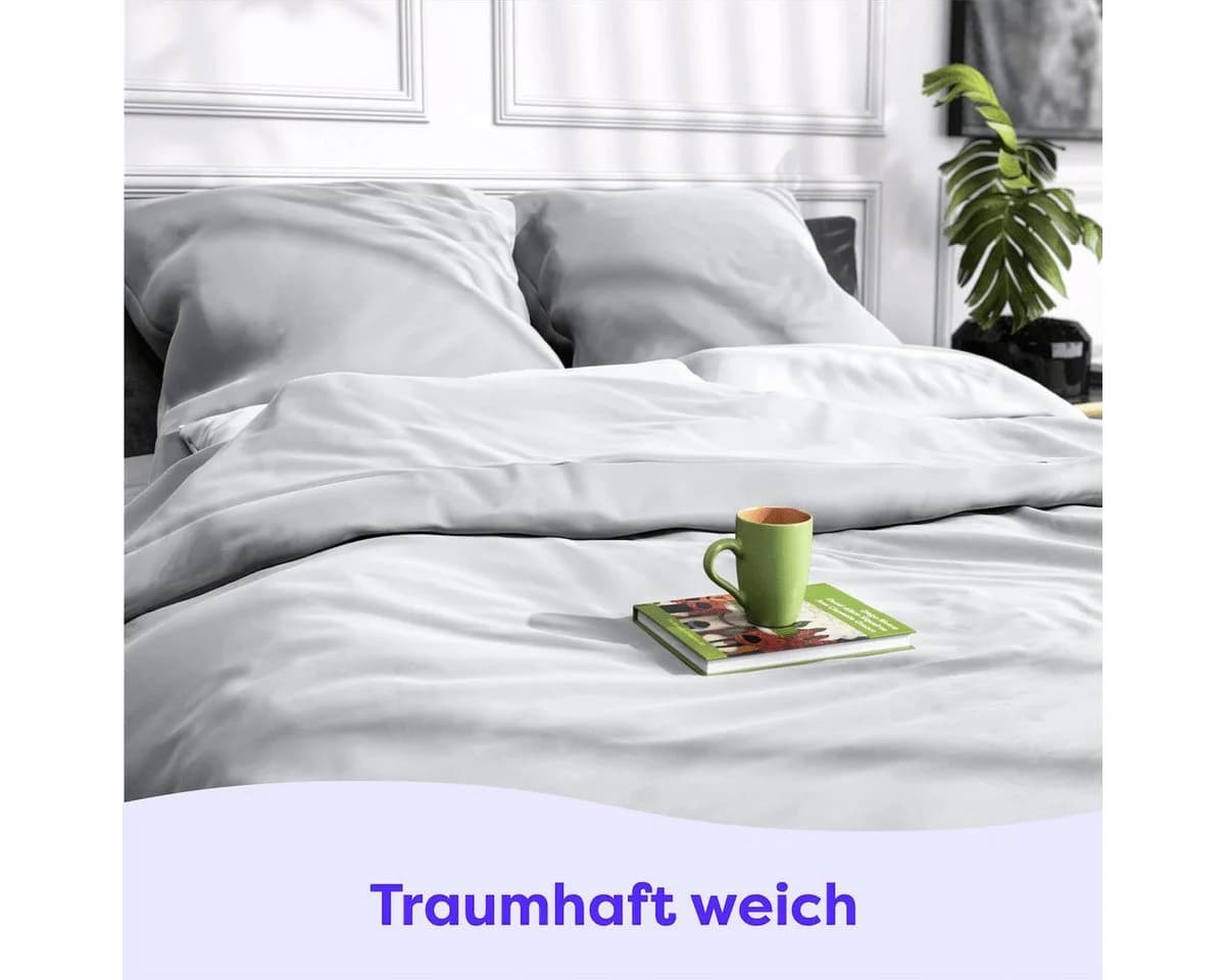 Wolkenfeld Kissenbezug Mako-Satin 70x90 cm Grau
