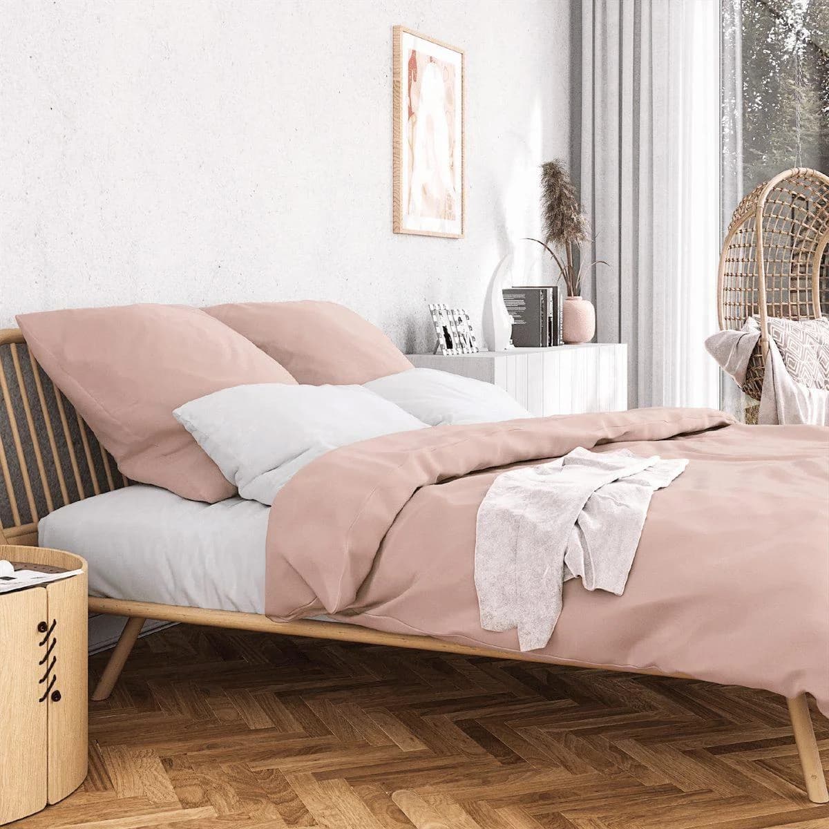 Wolkenfeld Sommer Bettwäsche Rosa Mako-Satin 135x200 cm