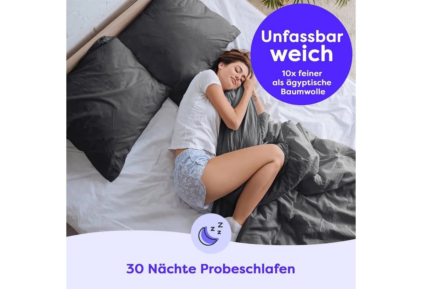 Wolkenfeld Kissenbezug Mikrofaser Anthrazit Allergiker
