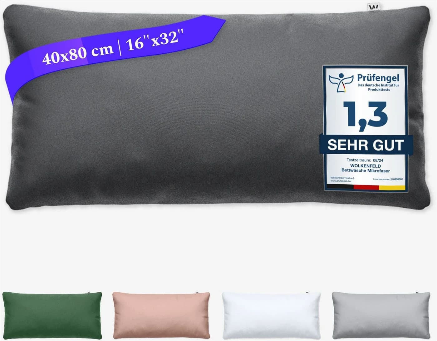 Wolkenfeld Kissenbezug Mikrofaser Anthrazit Allergiker - Bild 2