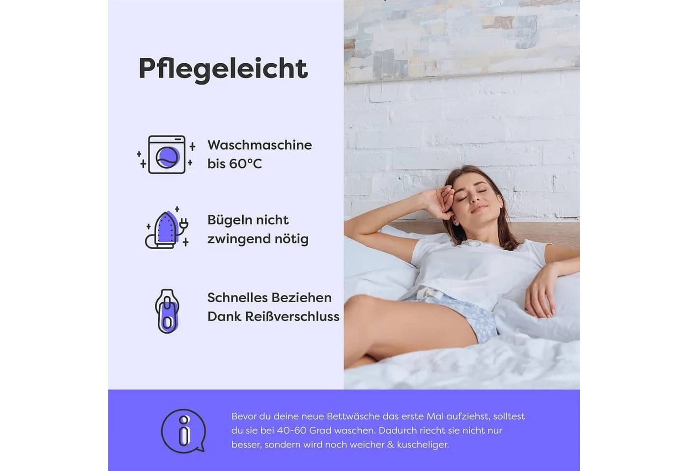 Wolkenfeld Mikrofaser Kissenbezug Weiß Allergikerfreundlich - Bild 5