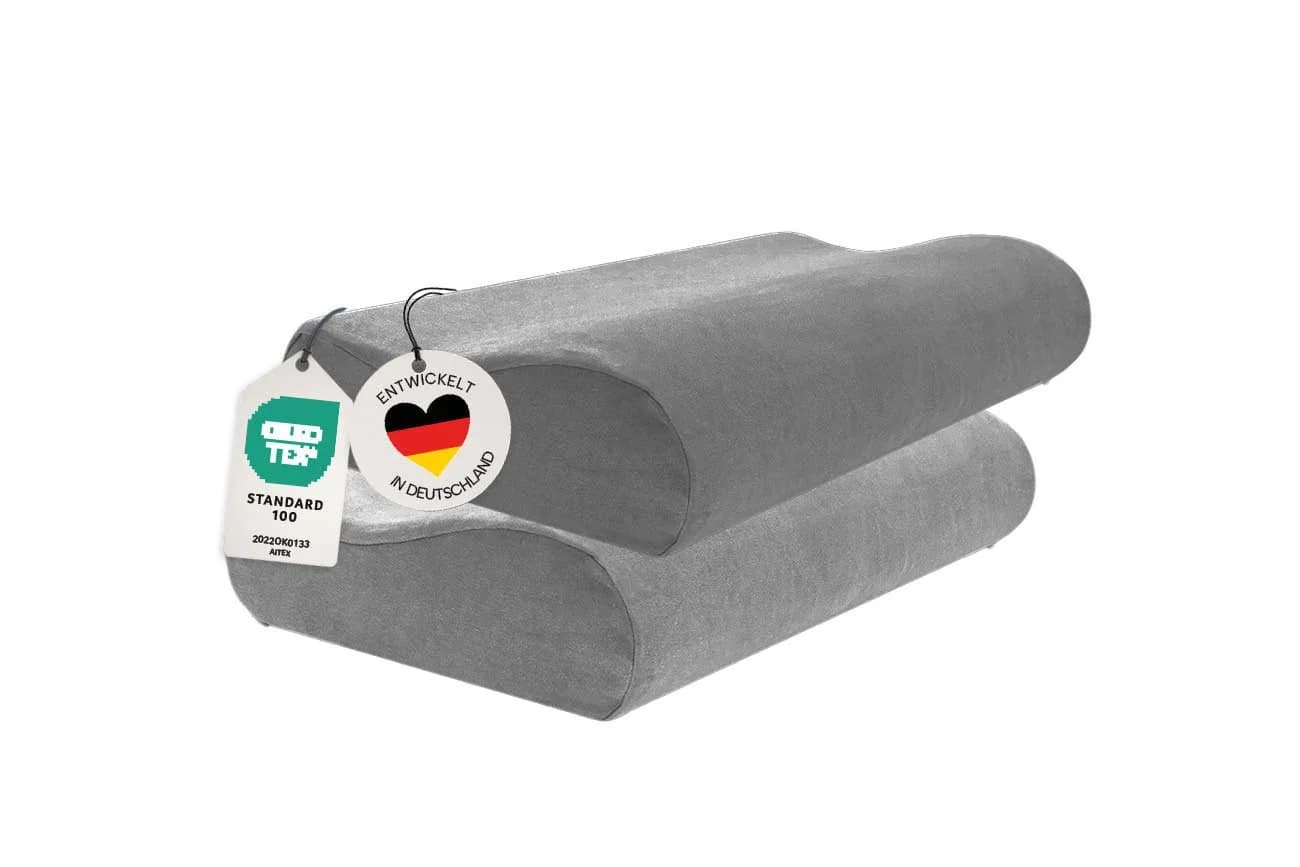 casimum Kissenbezug Grau Meliert Doppelpack für Nackenkissen 60x30cm - Bild 2