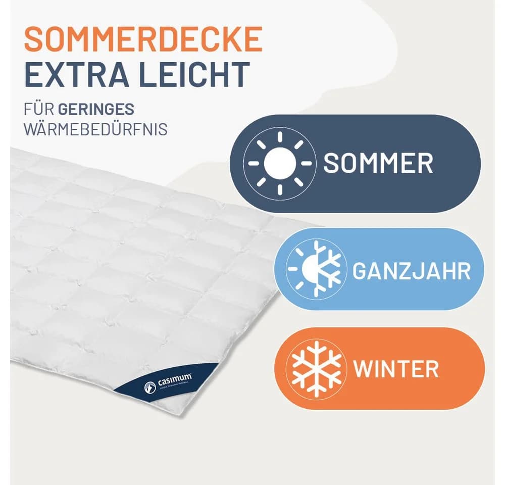 casimum Daunenbettdecke PREMIUM 90% Daunen 100% Baumwolle Weiss - Bild 3