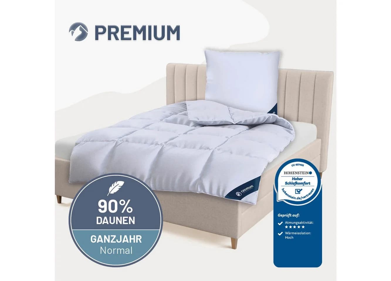 casimum Premium Daunendecke 90/10 Weiß Ganzjahresdecke