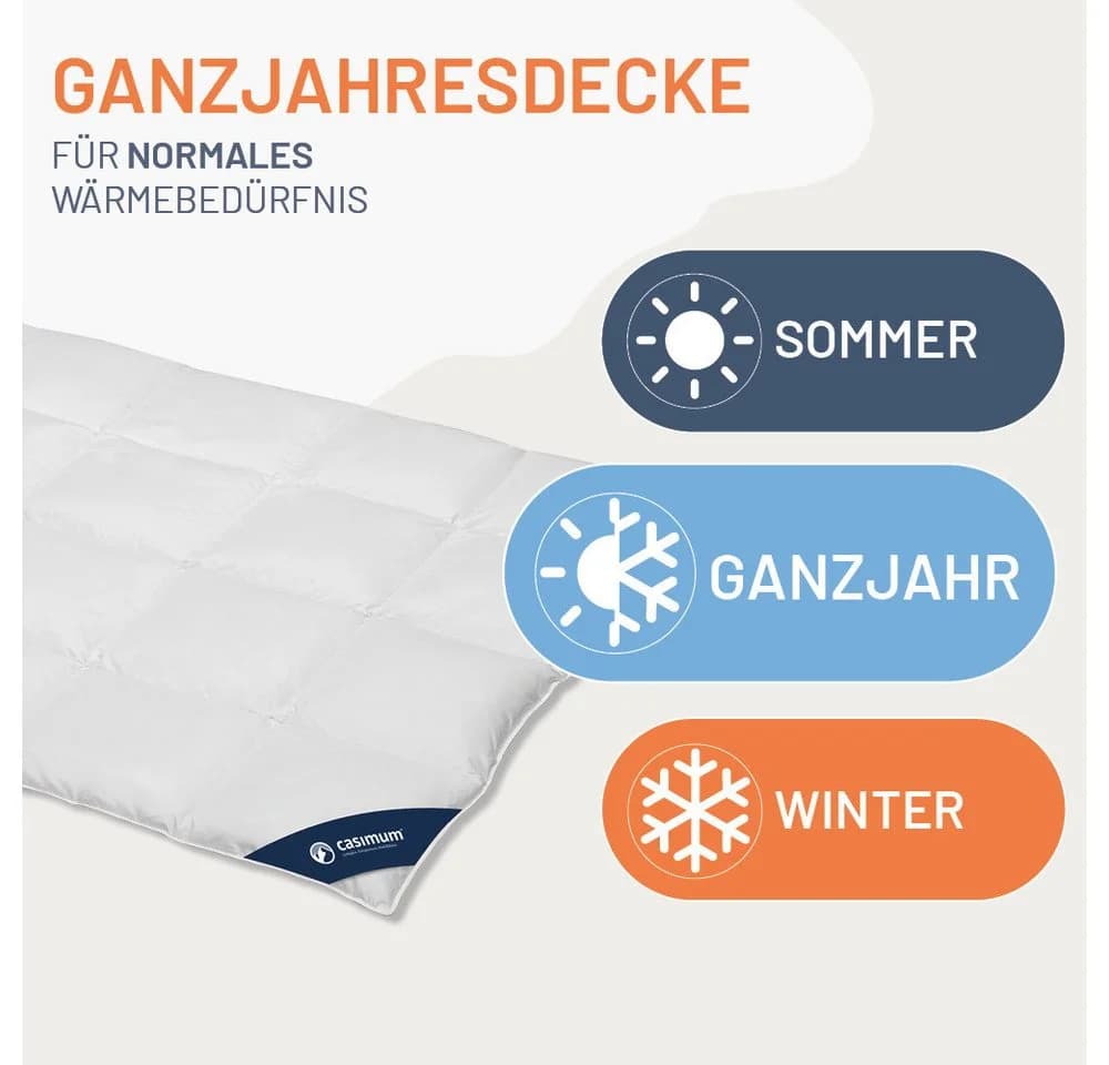 casimum Premium Daunendecke 90/10 Weiß Ganzjahresdecke - Bild 3