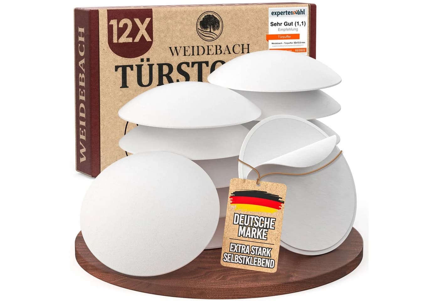 WEIDEBACH Türpuffer 12x Weiß Selbstklebend Wand - Bild 2