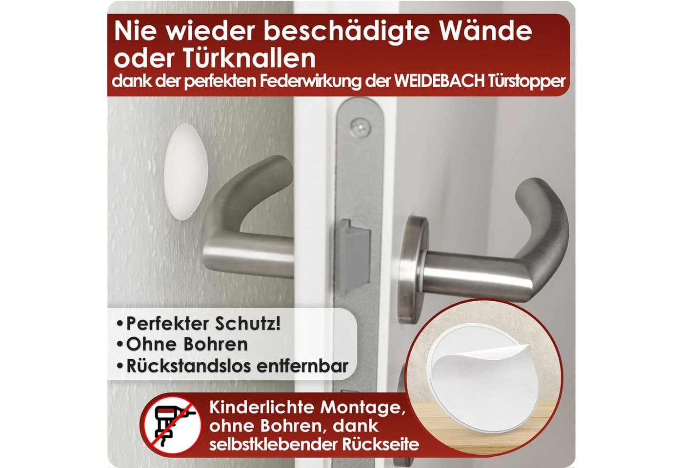WEIDEBACH Türpuffer 12x Weiß Selbstklebend Wand - Bild 3
