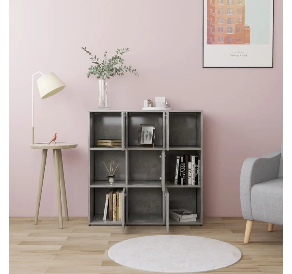 vidaXL Bücherregal Betongrau 9 Fächer Holzwerkstoff - Bild 3